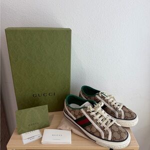 Gucci Brown and Green Canvas Sneakers